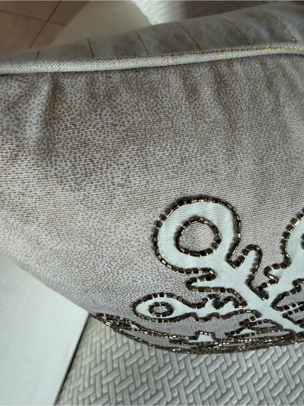 Holiday Snowflake Embroidered Decorative Pillow - Beige